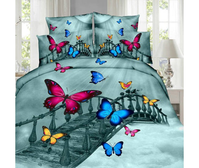 Lenjerie de pat digital print 3d (butterfly on the bridge)
